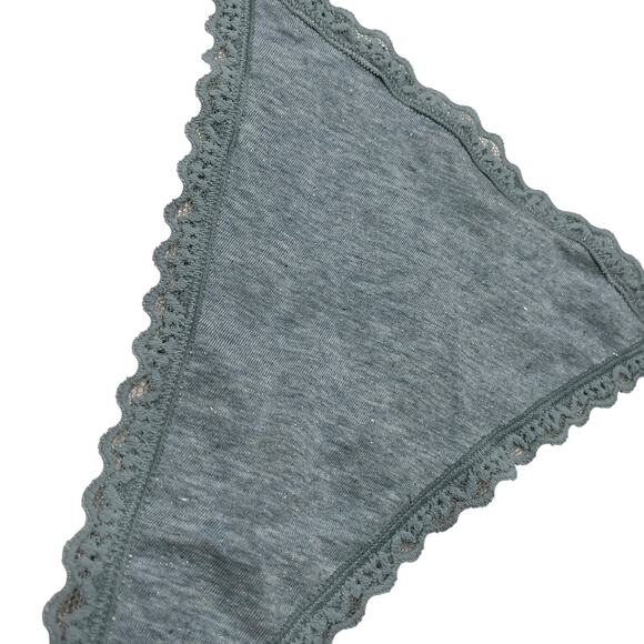 Victoria's Secret The Lacie Sparkle Glitter Lace-Trim V-String Panty Green XL - Picture 4 of 5